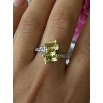 925 Sterling Silver Citrine Ring Size 10