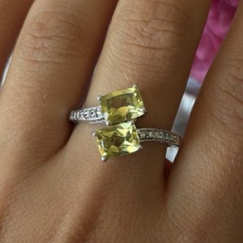 925 Sterling Silver Citrine Ring Size 10