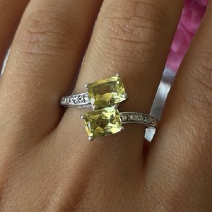 925 Sterling Silver Citrine Ring Size 10