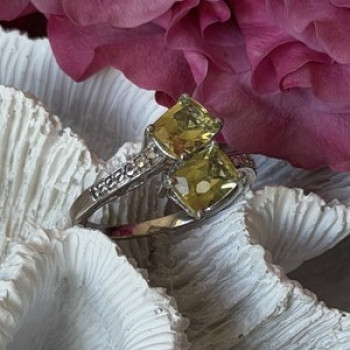 925 Sterling Silver Citrine Ring Size 10