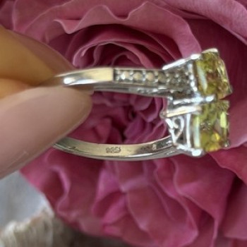 925 Sterling Silver Citrine Ring Size 10