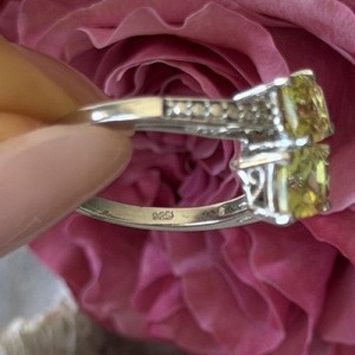 925 Sterling Silver Citrine Ring Size 10