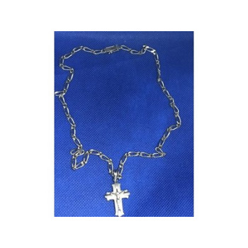 Vintage Men's  925 Sterling Silver Chain with Cross 18.9 in
