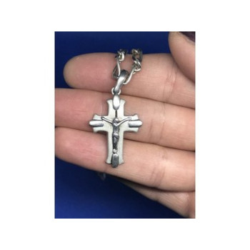 Vintage Men's  925 Sterling Silver Chain with Cross 18.9 in