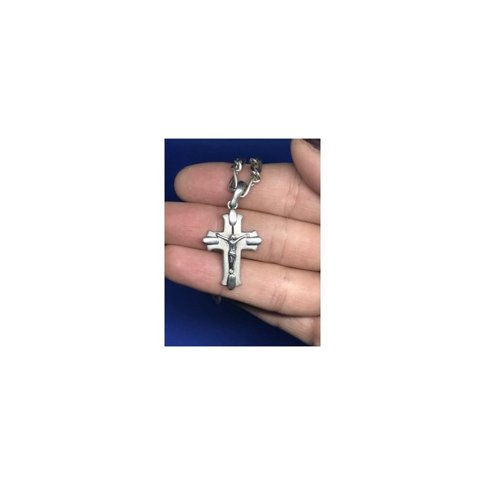 Vintage Men's  925 Sterling Silver Chain with Cross 18.9 in