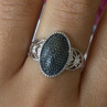 Vintage 925 Sterling Silver Black Diamond Ring Size 8