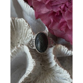 Vintage 925 Sterling Silver Black Diamond  Ring Size 8