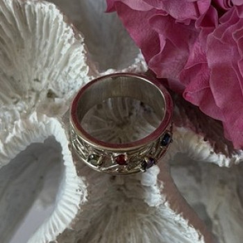 925 Sterling Silver Multi Color Spinel Ring Size 7