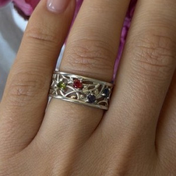 925 Sterling Silver Multi Color Spinel Ring Size 7