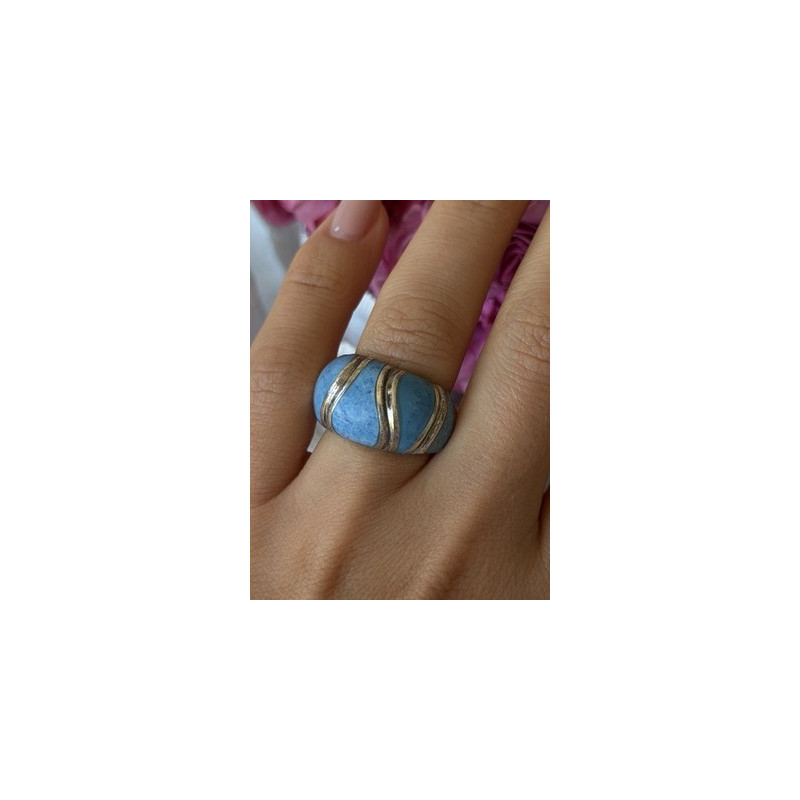 925 Sterling Silver Sodalite Ring Size 6.5