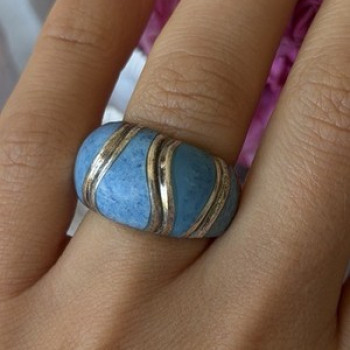 925 Sterling Silver Sodalite Ring Size 6.5