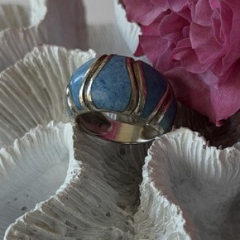 925 Sterling Silver Sodalite Ring Size 6.5