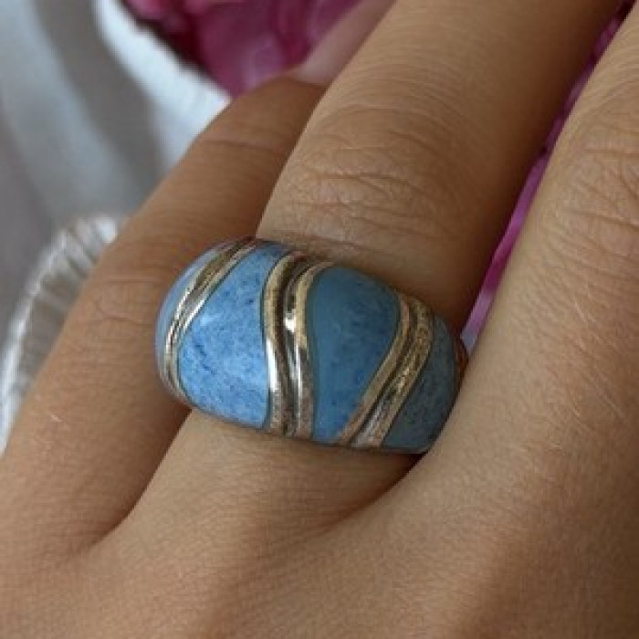 925 Sterling Silver Sodalite Ring Size 6.5