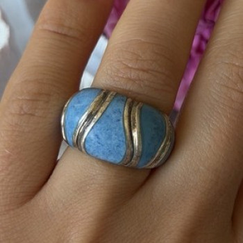 925 Sterling Silver Sodalite Ring Size 6.5