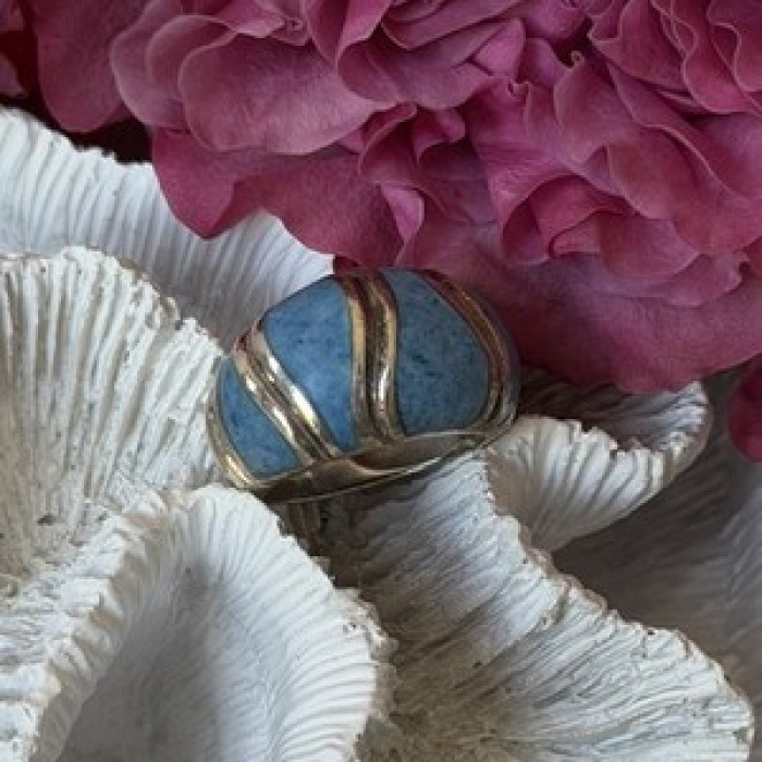 925 Sterling Silver Sodalite Ring Size 6.5