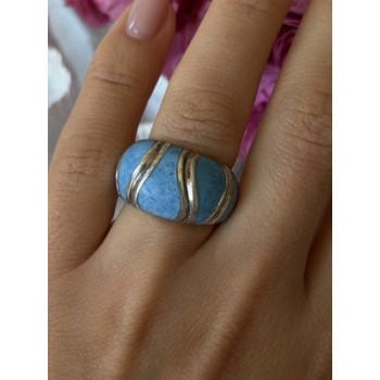 925 Sterling Silver Sodalite Ring Size 6.5
