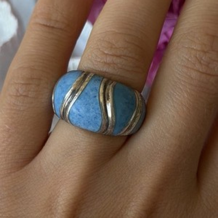 925 Sterling Silver Sodalite Ring Size 6.5