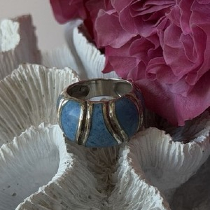 925 Sterling Silver Sodalite Ring Size 6.5