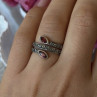 925 Sterling Silver Garnet & Marcasite Ring Size 7
