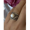 925 Sterling Silver Pearl Ring Size 6