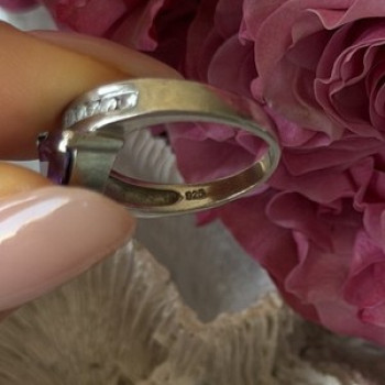 925 Sterling Silver Amethyst Opal Beryl Ring Size 7