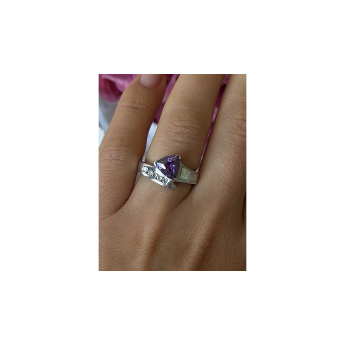 925 Sterling Silver Amethyst Opal Beryl Ring Size 7