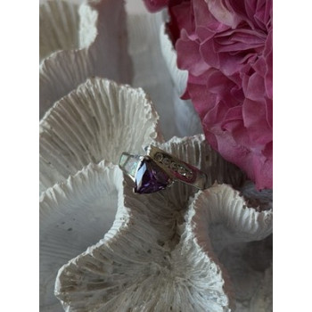 925 Sterling Silver Amethyst Opal Beryl Ring Size 7