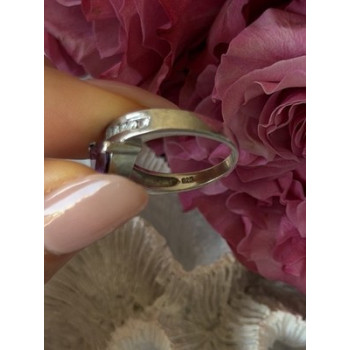 925 Sterling Silver Amethyst Opal Beryl Ring Size 7