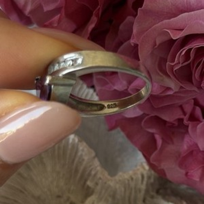 925 Sterling Silver Amethyst Opal Beryl Ring Size 7