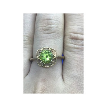925 Sterling Silver Gold Plated Chrysolite Ring Size 7.5