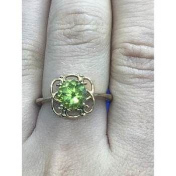 925 Sterling Silver Gold Plated Chrysolite Ring Size 7.5
