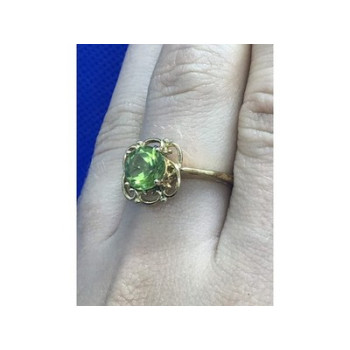 925 Sterling Silver Gold Plated Chrysolite Ring Size 7.5