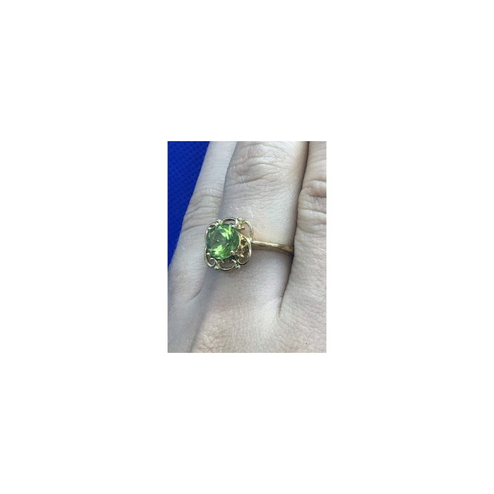 925 Sterling Silver Gold Plated Chrysolite Ring Size 7.5
