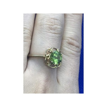 925 Sterling Silver Gold Plated Chrysolite Ring Size 7.5