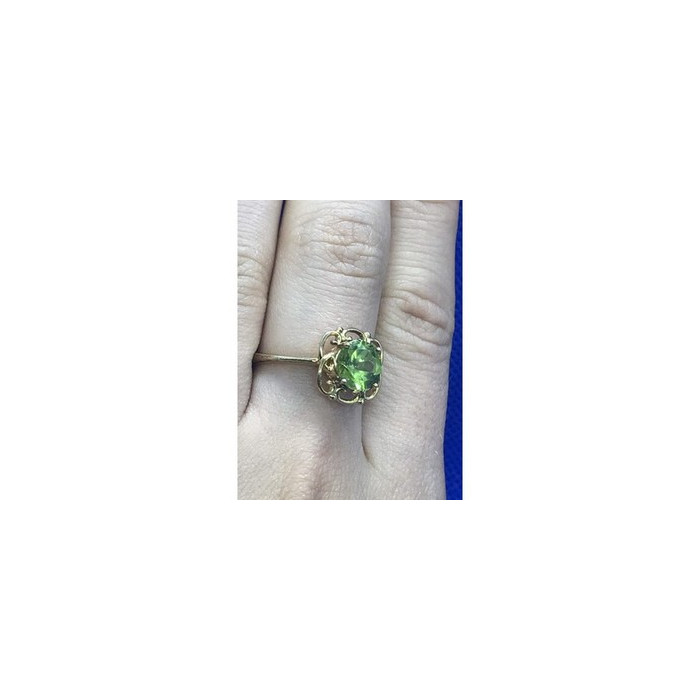 925 Sterling Silver Gold Plated Chrysolite Ring Size 7.5