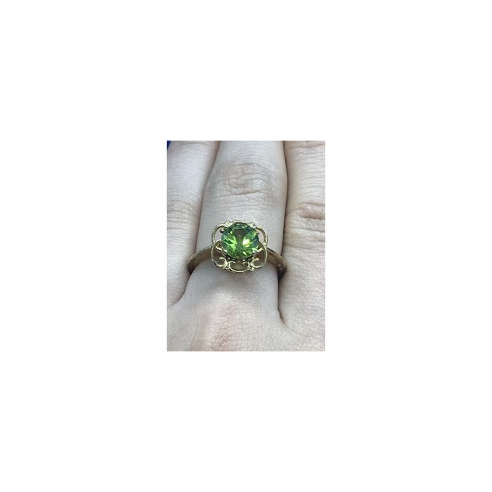 925 Sterling Silver Gold Plated Chrysolite Ring Size 7.5