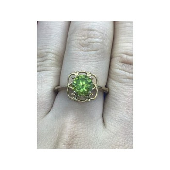 925 Sterling Silver Gold Plated Chrysolite Ring Size 7.5