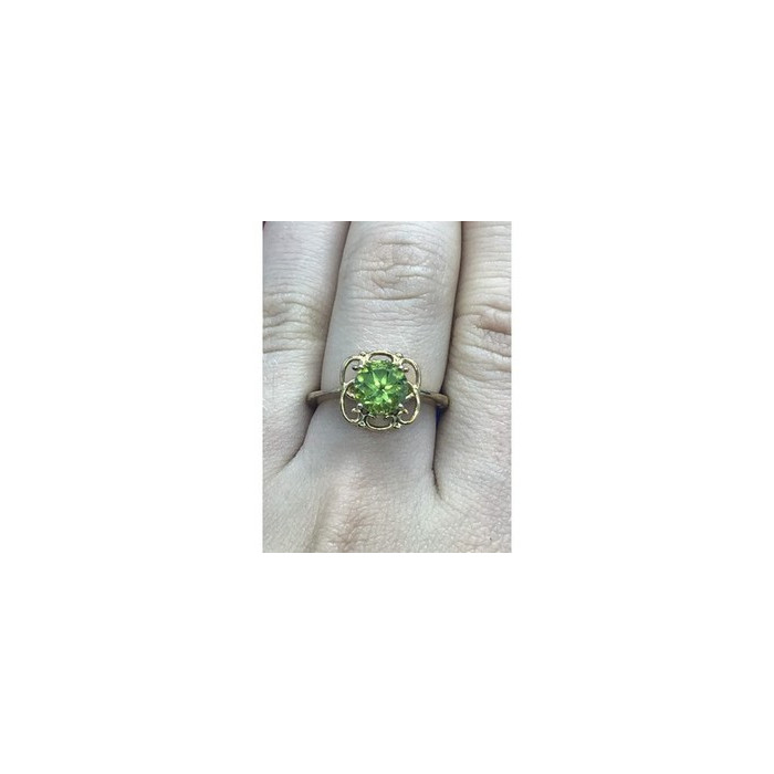 925 Sterling Silver Gold Plated Chrysolite Ring Size 7.5