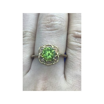 925 Sterling Silver Gold Plated Chrysolite Ring Size 7.5