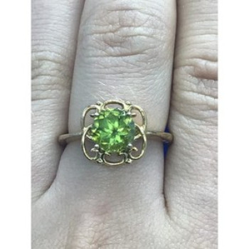 925 Sterling Silver Gold Plated Chrysolite Ring Size 7.5