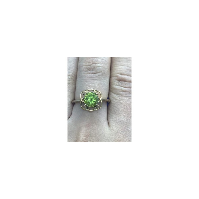 925 Sterling Silver Gold Plated Chrysolite Ring Size 7.5