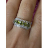 925 Sterling Silver Peridot & Diamond Ring Size 8.5