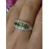 925 Sterling Silver Peridot & Diamond Ring Size 8.5
