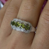 925 Sterling Silver Peridot & Diamond Ring Size 8.5