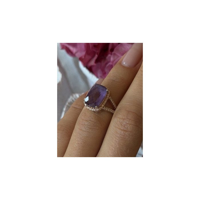 Beautiful 925 Sterling Silver Amethyst Ring Size 5