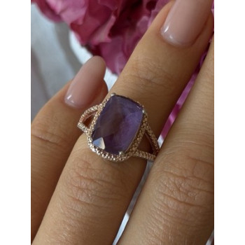 Beautiful 925 Sterling Silver Amethyst Ring Size 5