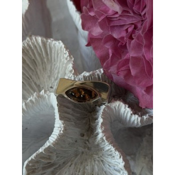 Vintage 925 Sterling Silver Amber Ring Size 7