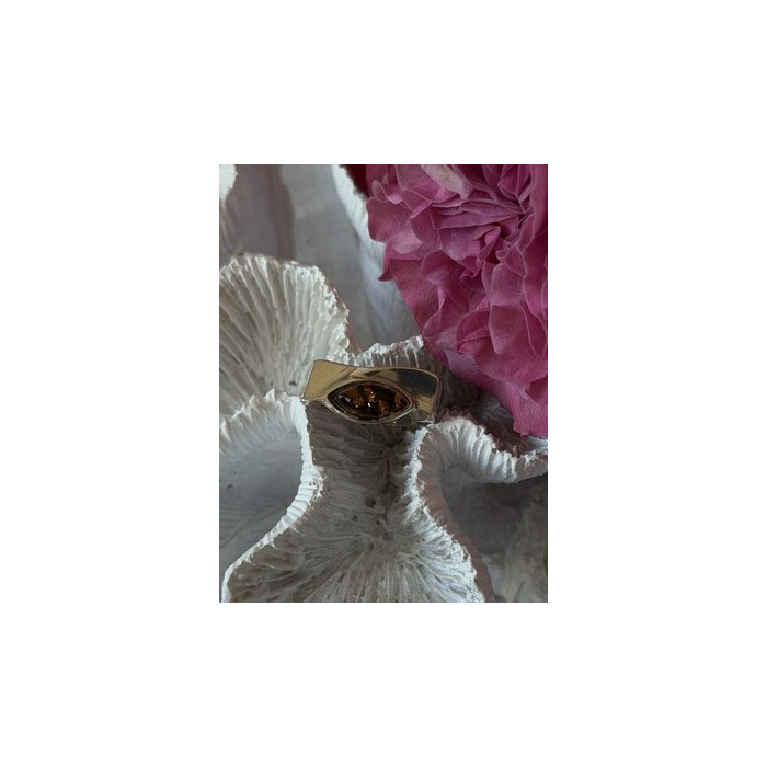 Vintage 925 Sterling Silver Amber Ring Size 7