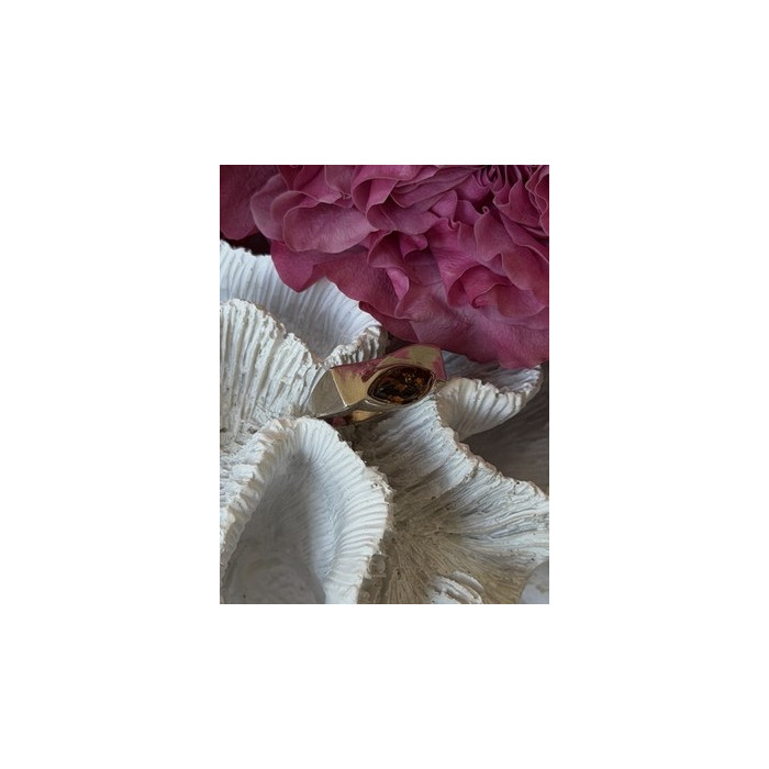 Vintage 925 Sterling Silver Amber Ring Size 7