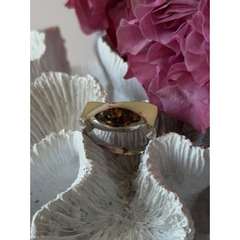 Vintage 925 Sterling Silver Amber Ring Size 7